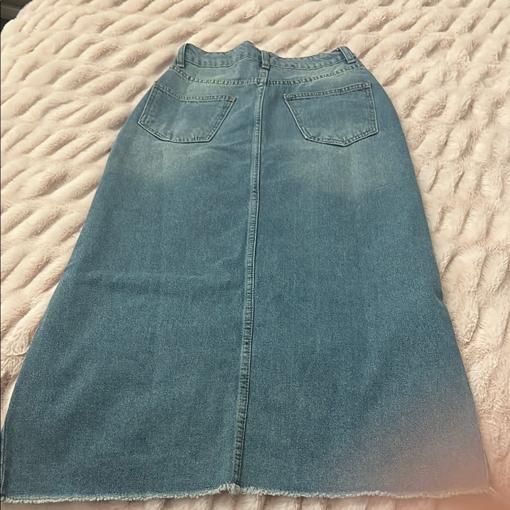 Private Label Blue Asymmetrical Midi Skirt Casual - Picture 6 of 11